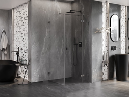 Mexen Lunar T душ кабина отваряема дясна 80 x 80 см, прозрачна, четкано сиво - 834T-080-080-66-00-P