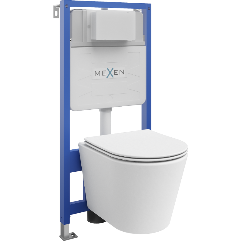 Mexen Rico скрит монтажен комплект WC рамка Fenix Slim с WC тоалетна чиния и капак