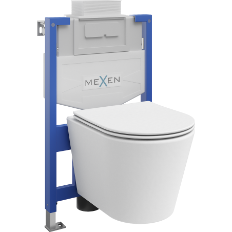 Mexen комплект за вграждане WC стелаж Fenix XS-U с купа WC Rico и седалка със забавено падане, бял мат - 68530724001
