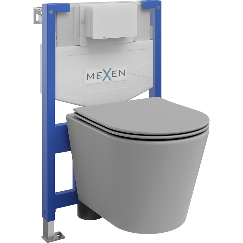 Mexen вграден комплект за WC, стойка Fenix XS-F с тоалетна чиния Rico и плавно падаща седалка, светло сив мат - 68030724061