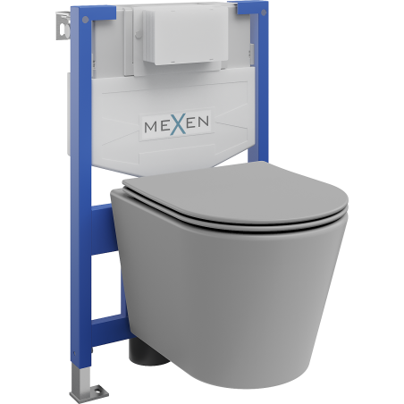 Mexen вграден комплект за WC, стойка Fenix XS-F с тоалетна чиния Rico и плавно падаща седалка, светло сив мат - 68030724061
