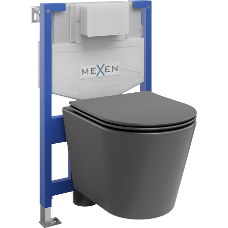 Mexen комплект за вграждане WC стойка Fenix XS-F с чаша WC Rico и капак с плавно затваряне, тъмен сив мат - 68030724071