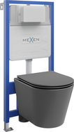 Mexen комплект за вграждане WC конструкция Fenix Slim с тоалетка Rico и капак с бавно падане, тъмен сив мат - 61030724071