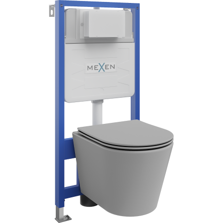 Комплект Meхen вграден WC стелаж Fenix Slim с WC чиния Rico и седалка със забавено падане, светло сив мат - 61030724061