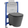 Комплект за вграждане Mexen WC стелаж Fenix XS-U с тоалетна чиния Rico и седалка с бавно падане, тъмносив мат - 68530724071