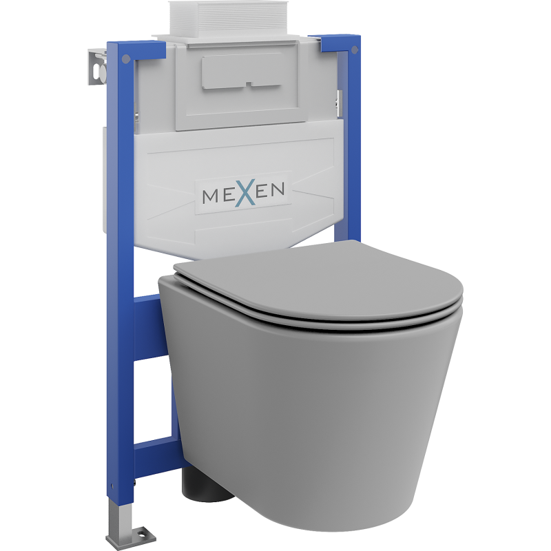 Mexen вграден WC комплект със структура Fenix XS-U с WC чиния Rico и плавно спускаща се седалка, светло сив мат - 68530724061