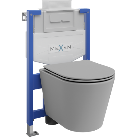 Mexen вграден WC комплект със структура Fenix XS-U с WC чиния Rico и плавно спускаща се седалка, светло сив мат - 68530724061