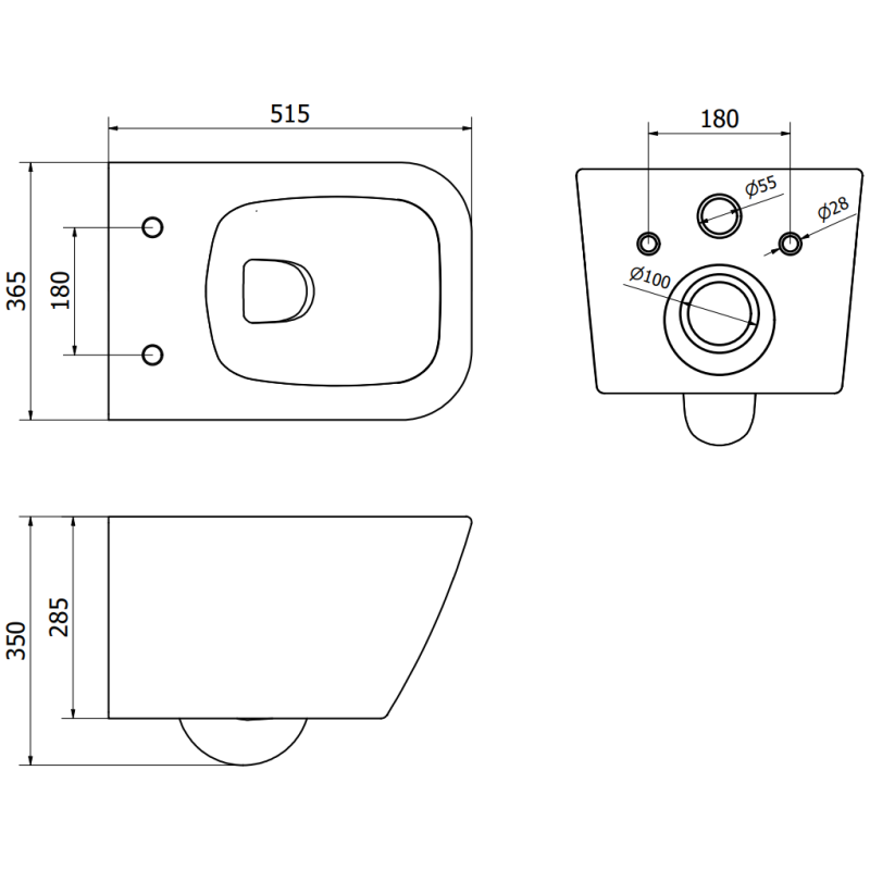 Mexen Madox WC мивка без ръб с тънък плавно спадащ капак, дуропласт, тъмно сив мат - 30154061
