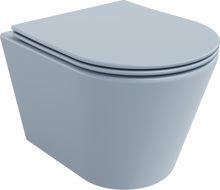 Mexen Rico Rimless WC с тоалетна чиния и плъзгаща се седалка slim, дуропласт, сиво-син мат - 30724069