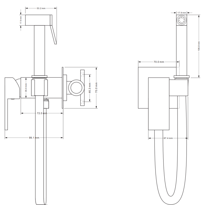 Mexen Cube вградена биде батерия със спот комплект, злато - 7599150-50