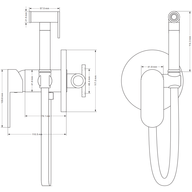Mexen Milo вградена душ батерия за биде с точков комплект, хром - 7599350-00