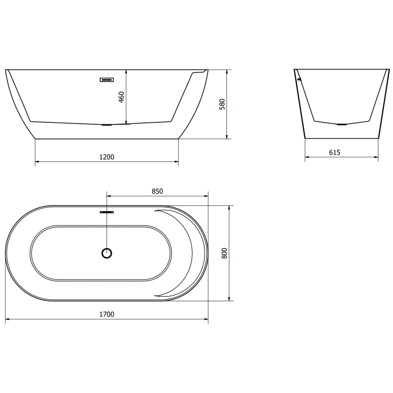 Mexen Laura свободностояща вана 170 x 80 см, бяла - 53401708000