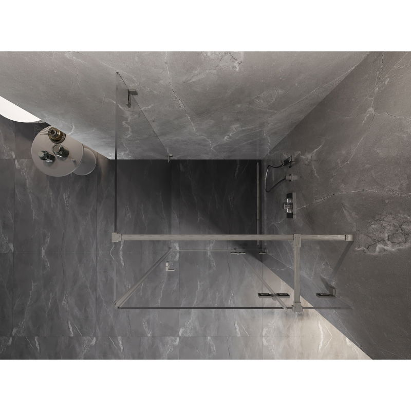 Mexen Lunar T обърната дясна душ кабина 80 x 80 см, прозрачен, четкан никел - 834T-080-080-97-00-P