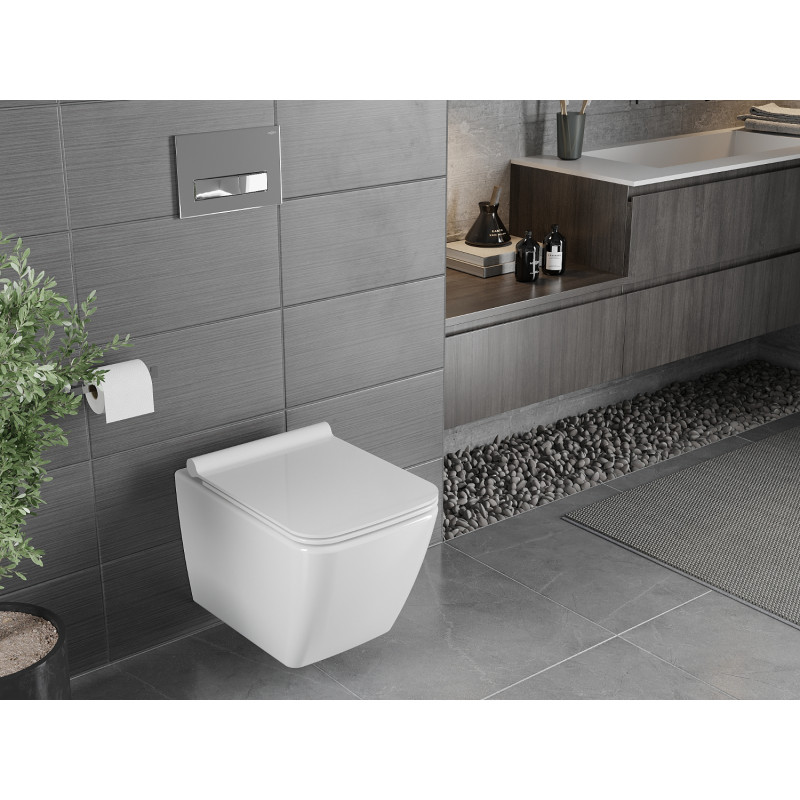 Mexen Vega WC мивка без ръб с бавно падаща дъска slim, дуропласт, бял гланц