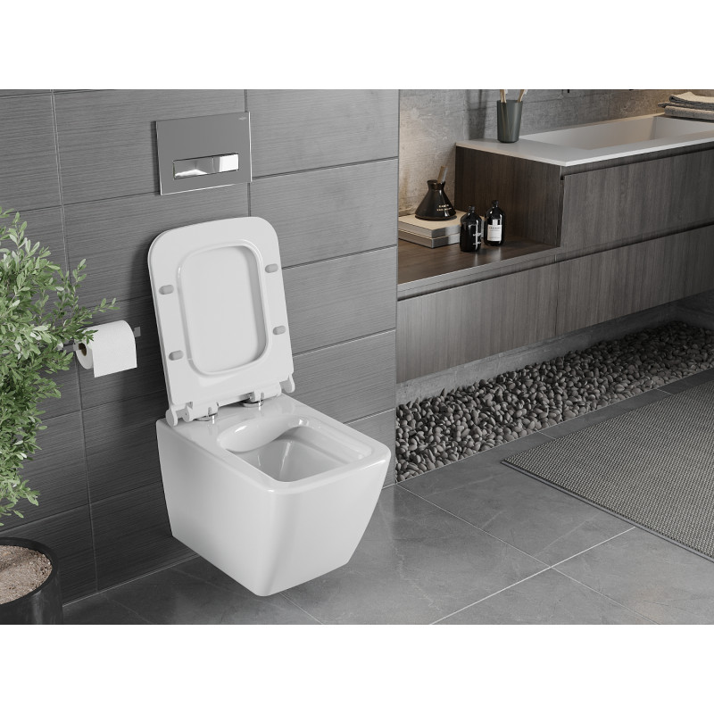 Mexen Vega WC мивка без ръб с бавно падаща дъска slim, дуропласт, бял гланц