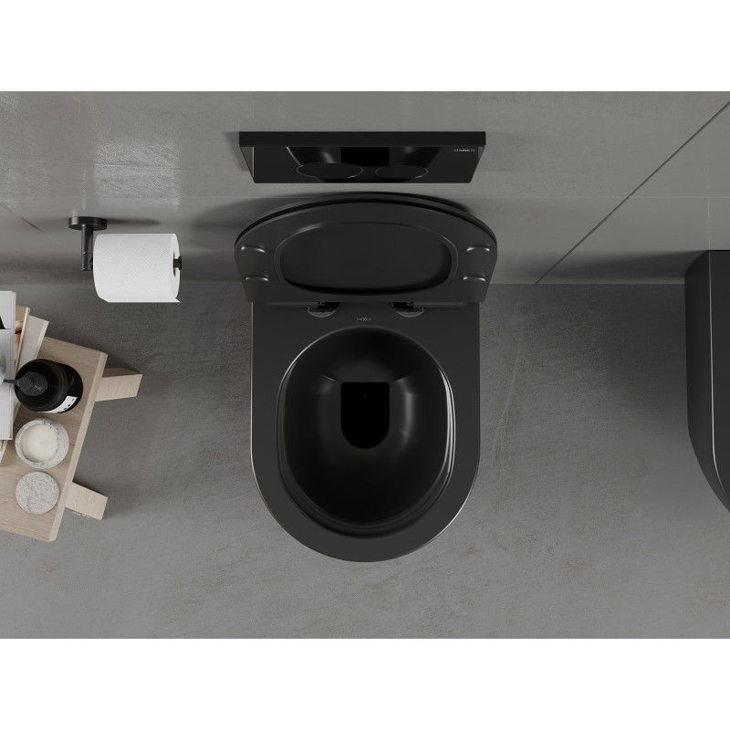 Mexen Carmen тоалетна чиния Rimless с плаваща бавно падаща седалка, дуропласт, черен мат - 30880185