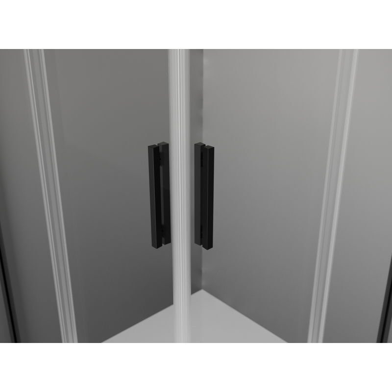 Mexen Exo квадратна плъзгаща се душ кабина 85 x 85 см, прозрачна, черна - 8111-085-085-70-00