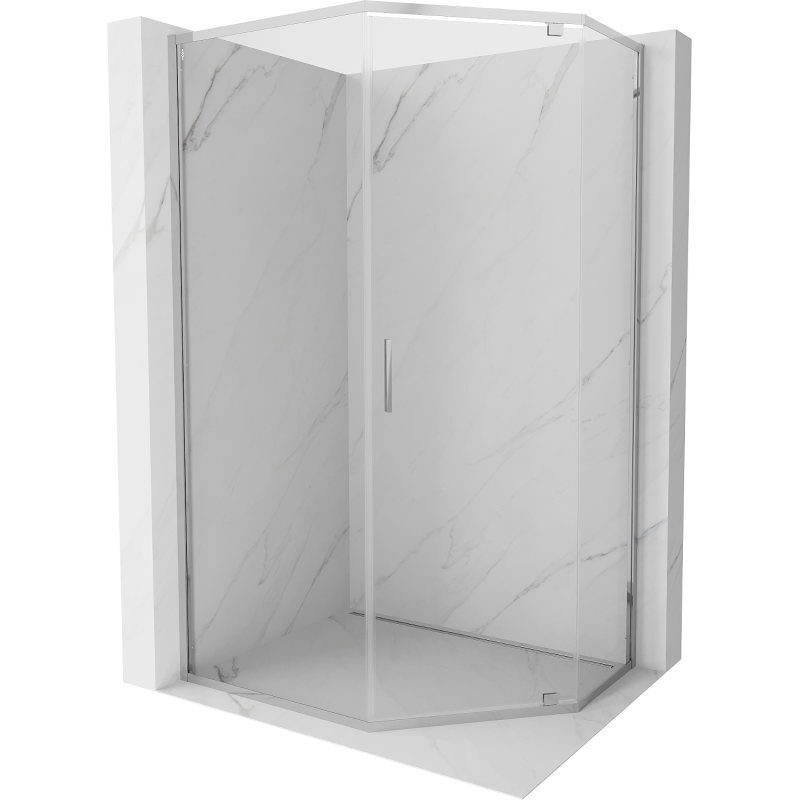 Mexen Exo петоъгълна душ кабина с врата 100 x 80 см, прозрачна, хром - 812-100-080-01-00