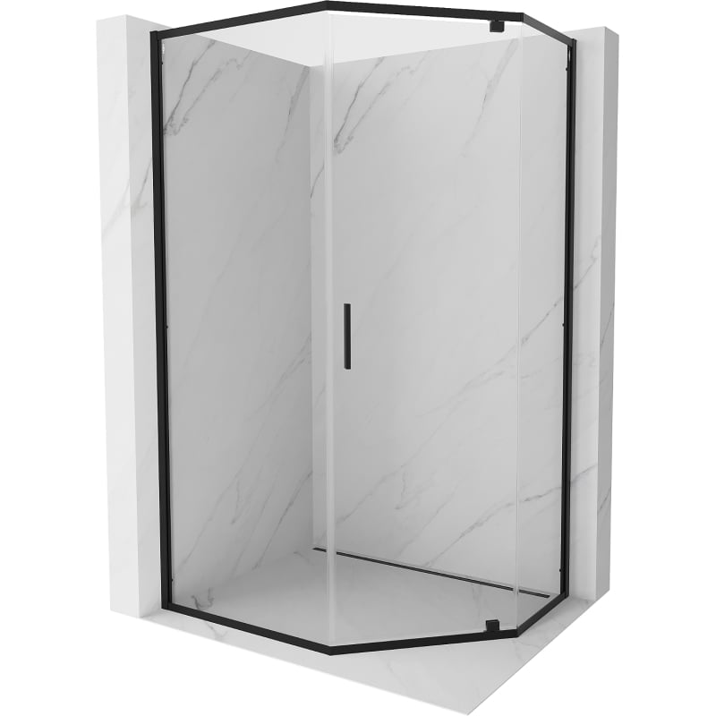 Mexen Exo петстенна душ кабина 100 x 90 см, прозрачна, черна - 812-100-090-70-00