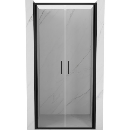 Mexen Exo двойни душ врати, отварящи се, 110 см, прозрачни, черни - 814-110-000-70-00
