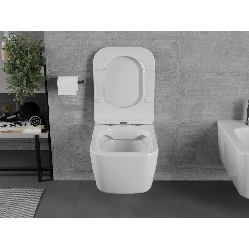 Mexen Margo WC чиния Rimless с плавно затваряща се тънка седалка, дуропласт, бял