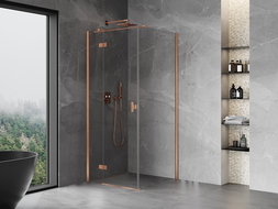 Mexen Mist H T ъглова душ кабина лява 90 x 90 см, прозрачна, матирана мед - 8A5T-090-090-65-00-L