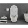 Mexen Lena WC чиния Rimless със забавено падане слим, дуропласт, бяла/златна решетка - 30224009