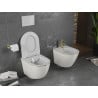 Mexen Lena WC чиния Rimless със забавено падане слим, дуропласт, бяла/златна решетка - 30224009