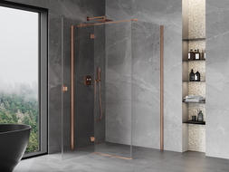 Mexen Mist H T лява отваряемa душ кабина 120 x 80 см, прозрачна, матиран мед - 8A5T-120-080-65-00-L