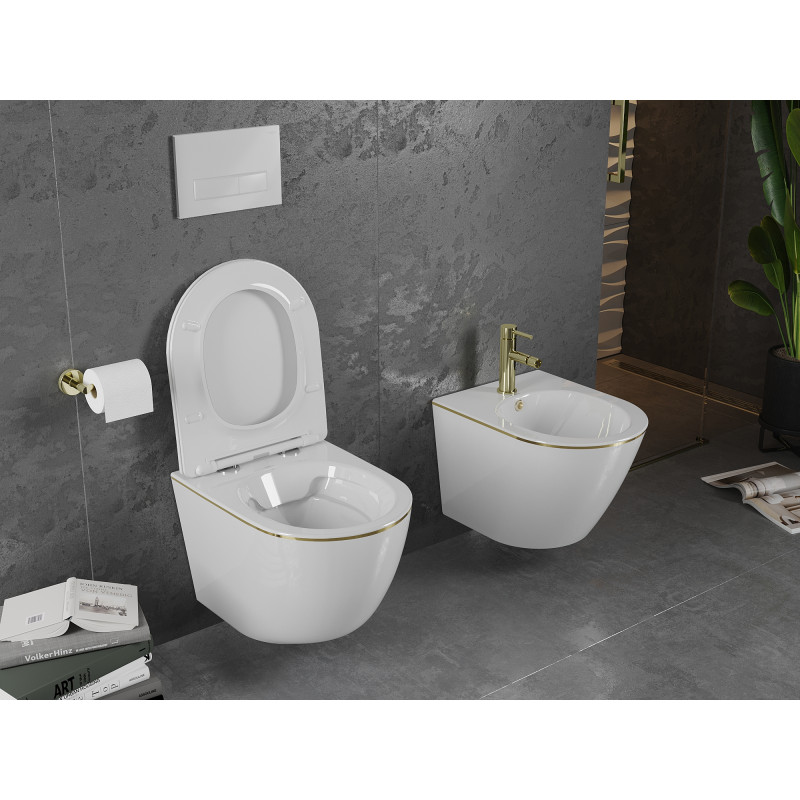 Mexen Lena WC чиния Rimless с капак със забавено падане slim, дуропласт,