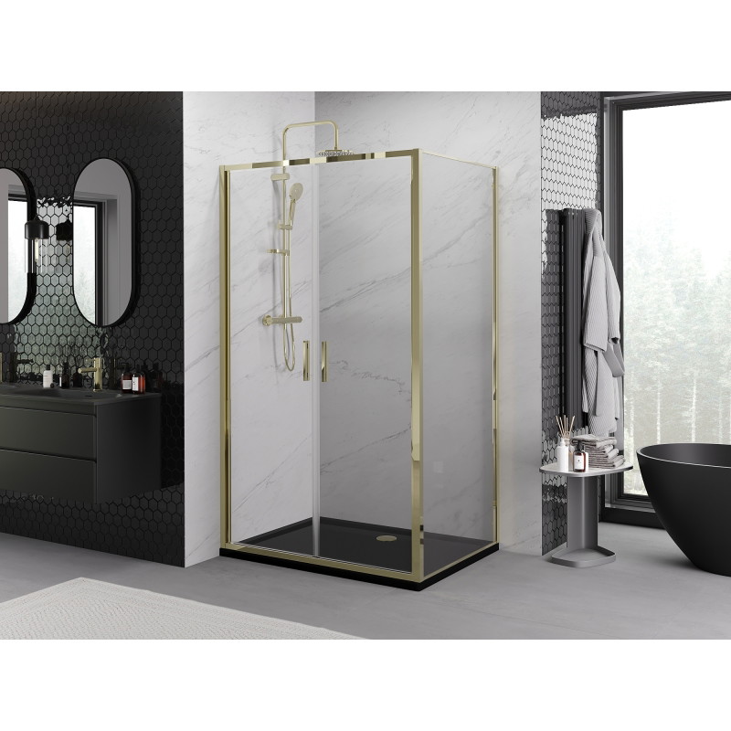 Mexen Exo-B Duo отваряща се душ кабина 120 x 95 см, прозрачна, златиста