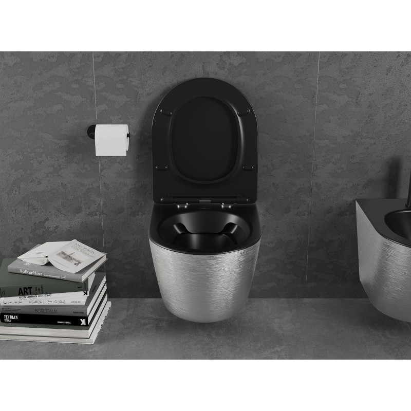 Mexen Lena WC чиния Rimless с плавнозатварящ се тънък капак, дуропласт, черен