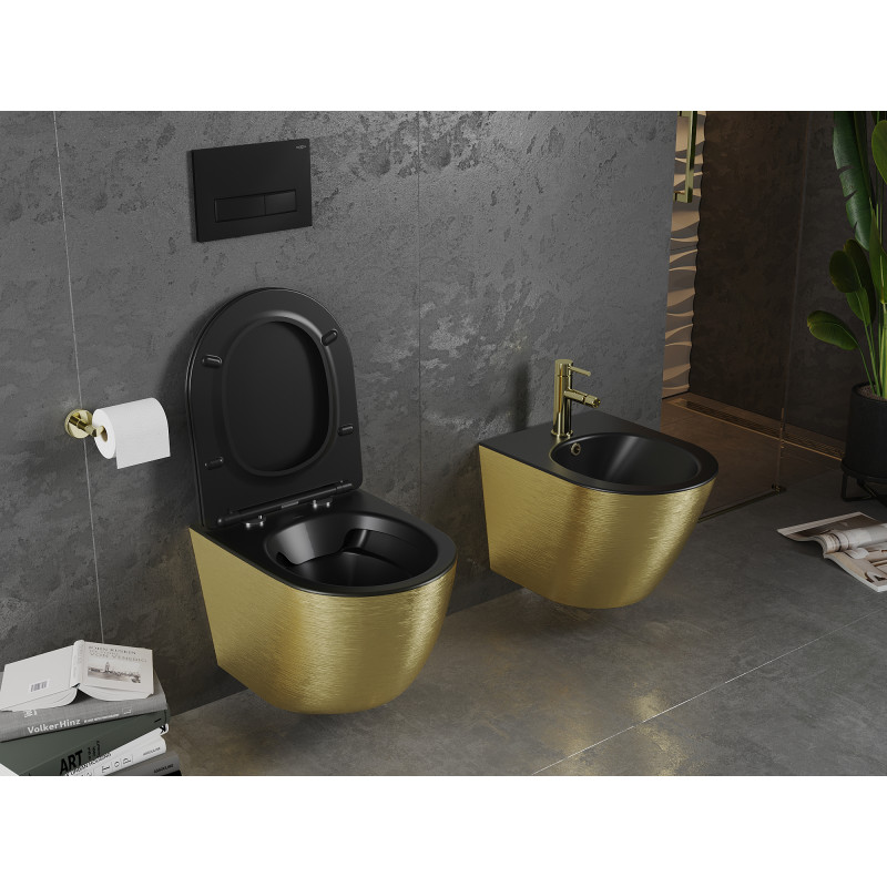 Mexen Lena WC чиния Rimless с тънка бавно падаща седалка, дуропласт, черен