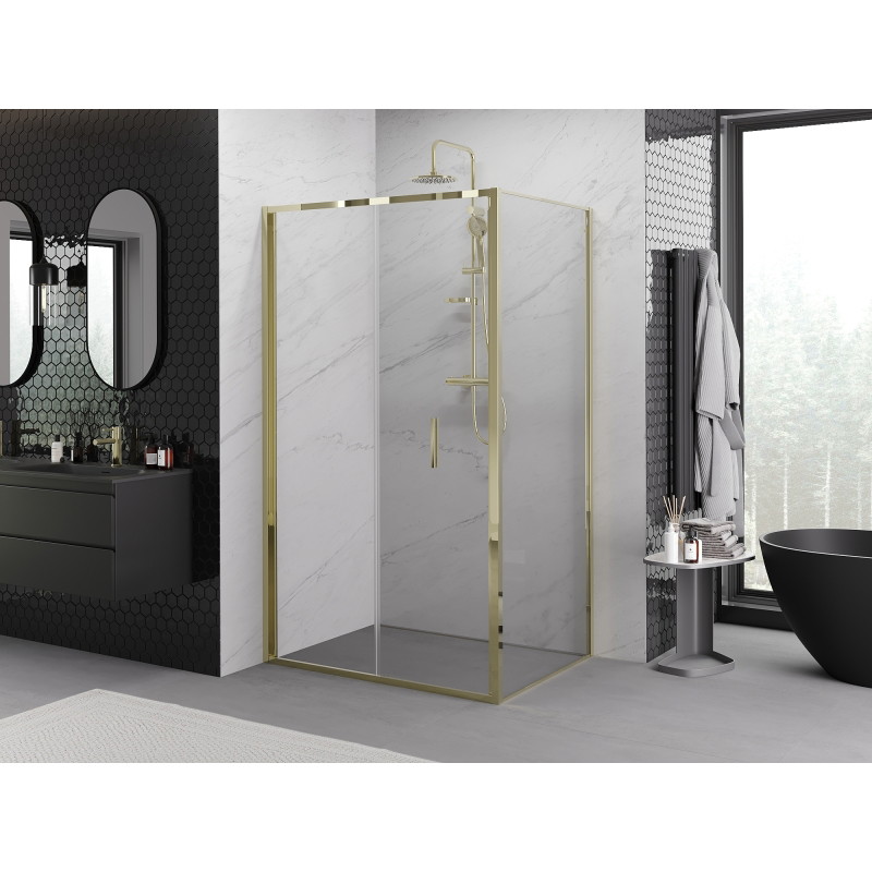 Mexen Exo-F сгъваема душ кабина 95 x 110 см, прозрачна, златна - 816-095-110-50-00
