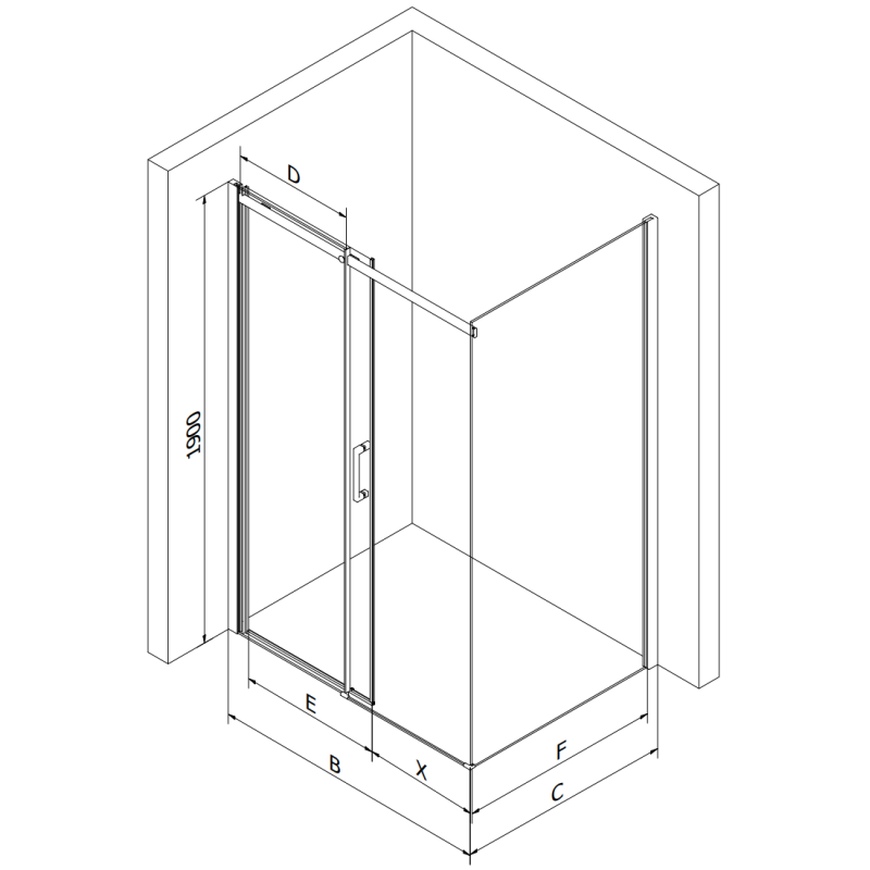 Mexen Omega плъзгаща се душ кабина 110 x 70 см, прозрачна, хром - 825-110-070-01-00
