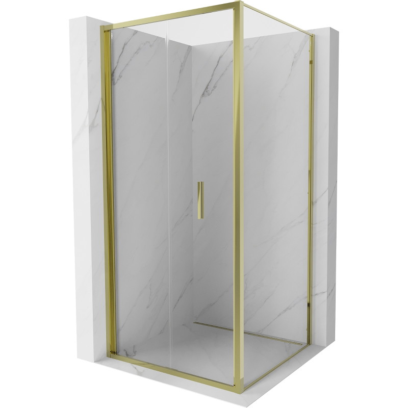 Mexen Exo-F сгъваема душ кабина 120 x 120 см, прозрачна, златна - 816-120-120-50-00