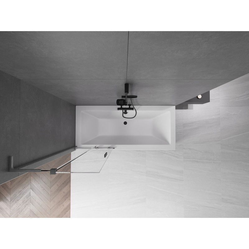 Mexen Velar L параван за вана с 2 плъзгащи се крила 70 x 150 cm, прозрачен, четкано оръжееносиво - 896-070-003-01-66