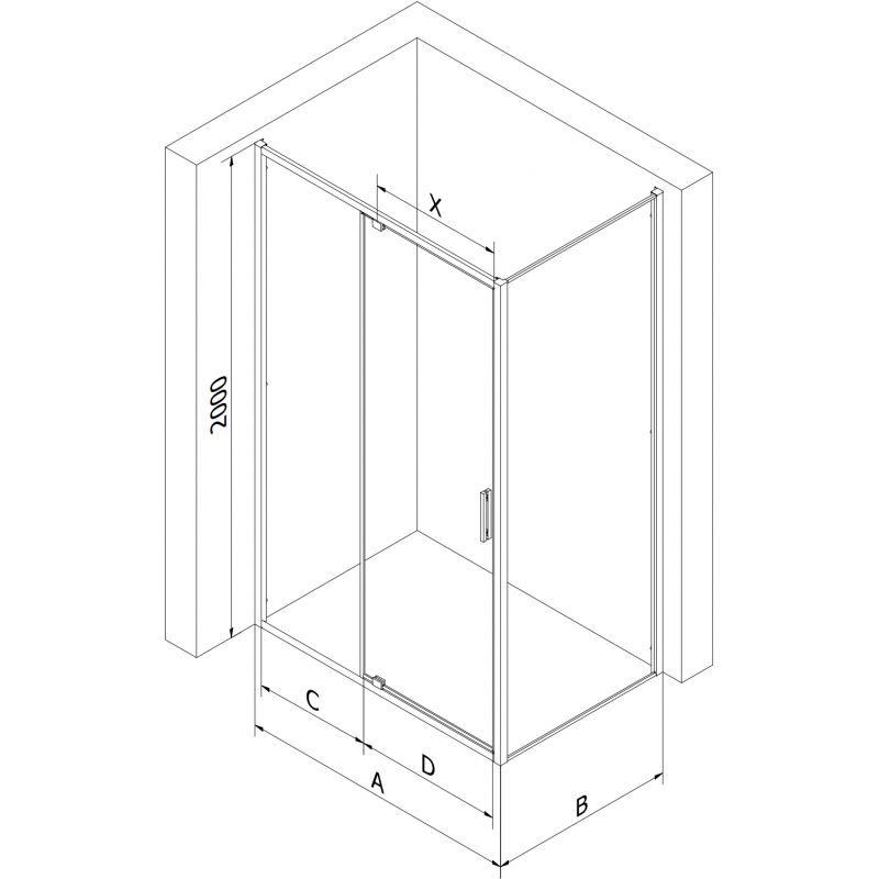 Mexen Exo люлееща се душ кабина 155 x 120 см, прозрачна, златна - 819-155-120-50-00