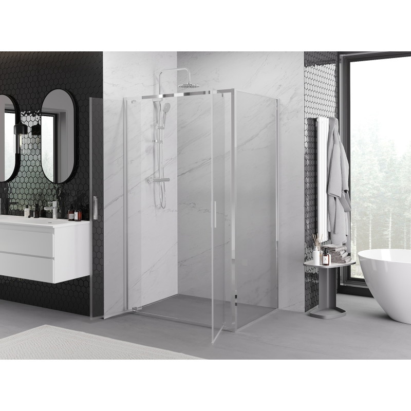 Mexen Exo-BR Duo отваряща се душ кабина 100 x 110 см, прозрачна, хром - 8182-100-110-01-00