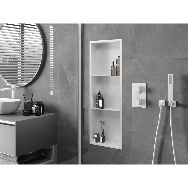 Mexen X-Wall-R вдлъбната лавица с яка и рафт 90 x 30 см, бяла - 1920903010S