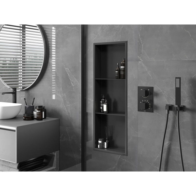 Mexen X-Wall-R ниши полица с фланец и полица 90 x 30 см, черна - 1970903010S