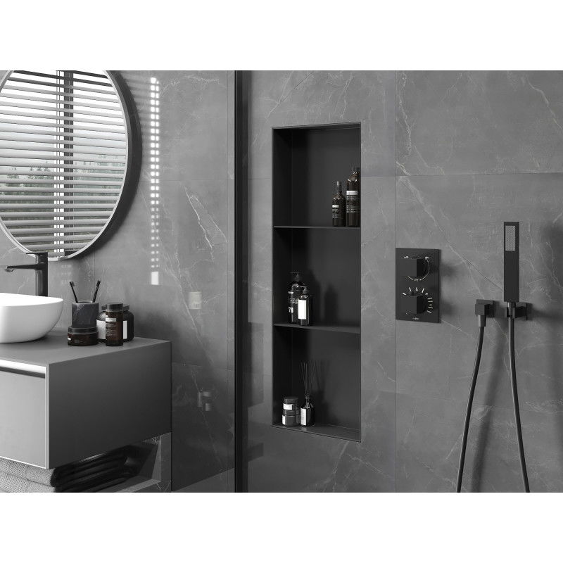 Mexen X-Wall-NR нишова лавица без кант с полка 90 x 30 см, черна - 1971903010S