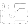 Mexen Leo гранитна мивка 1-коморова с отцеждач 900 x 500 mm, бяла, златен сифони - 6501901010-20-G
