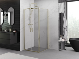 Mexen Exo-BR Duo сгъваема душ кабина 110 x 110 см, прозрачна, златиста - 8182-110-110-50-00