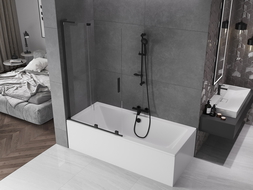 Mexen Velar L параван за вана, 2-крилен плъзгащ се, 100 x 150 см, прозрачен, черен - 896-100-003-01-70