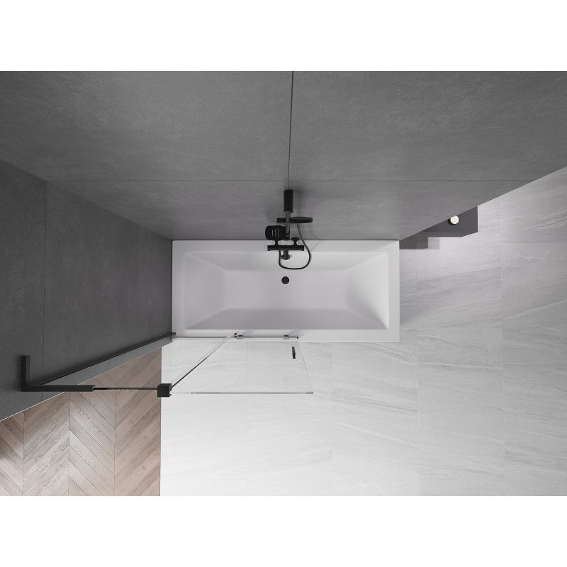 Mexen Velar L параван за вана, 2-крилен плъзгащ се, 100 x 150 см, прозрачен, черен - 896-100-003-01-70