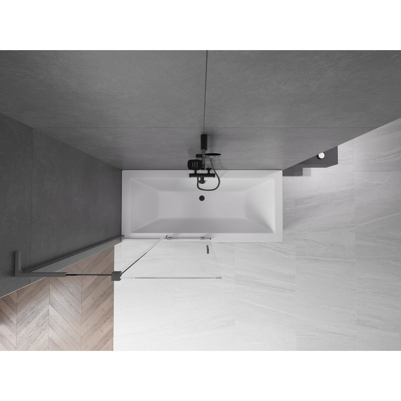 Mexen Velar L двукрилен плъзгащ се параван за вана 100 x 150 см, прозрачен, gun metal - 896-100-003-01-95