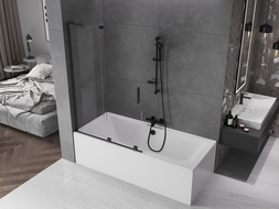 Mexen Velar L вана параван с два плъзгащи се крила 110 x 150 см, прозрачен, черен - 896-110-003-01-70