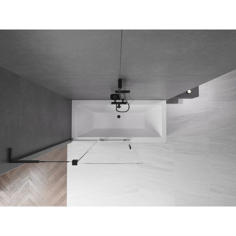 Mexen Velar L вана параван с два плъзгащи се крила 110 x 150 см, прозрачен, черен - 896-110-003-01-70