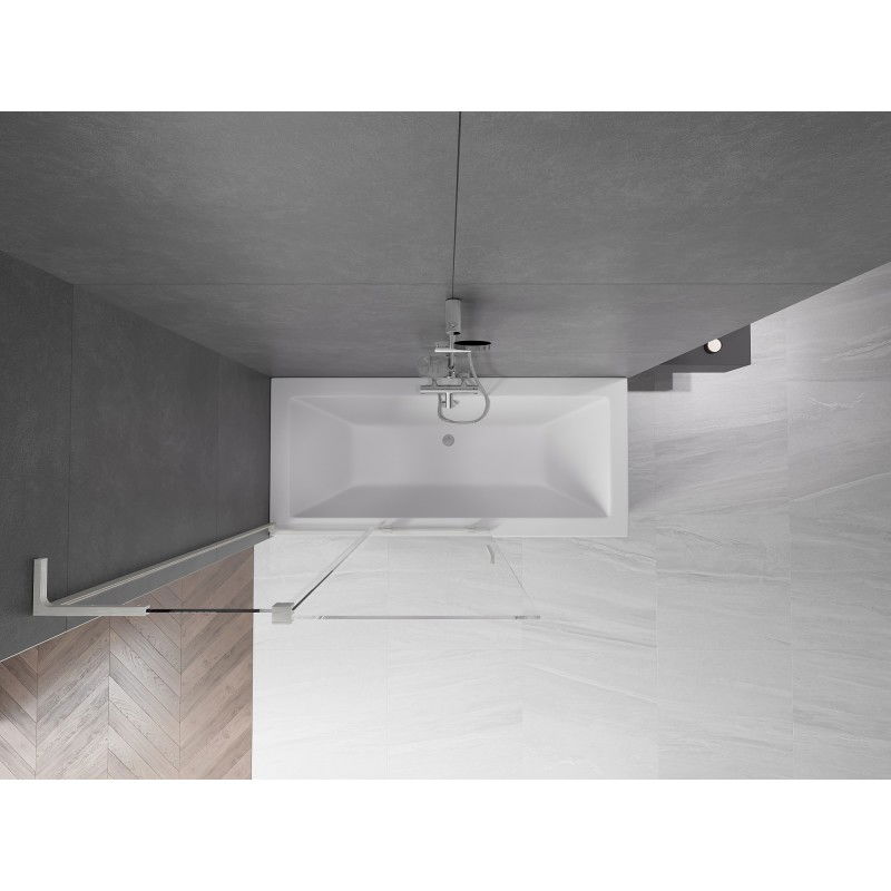 Mexen Velar L Параван за вана с плъзгащи се 2 крила 110 x 150 см, прозрачен, четкан никел - 896-110-003-01-97